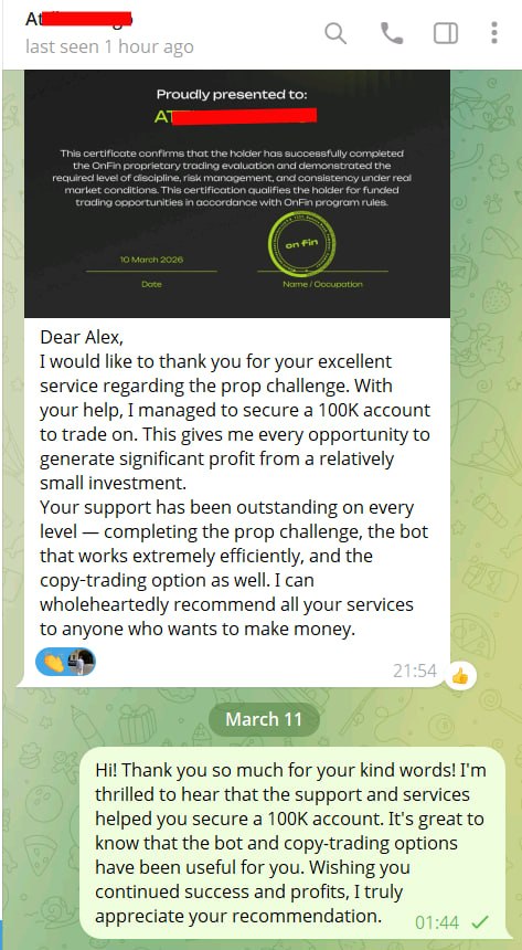 Client Prop Firm Result