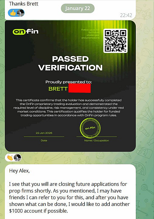 Brett - Challenge Passed